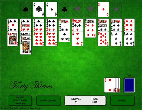 forty thieves solitaire green felt